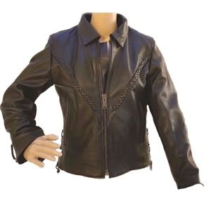 Vintage Zony Inc Womens Black Leather Biker Jacket L